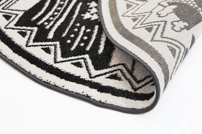 Piccolo Black and White Kids Camping Adventure Kids Rug