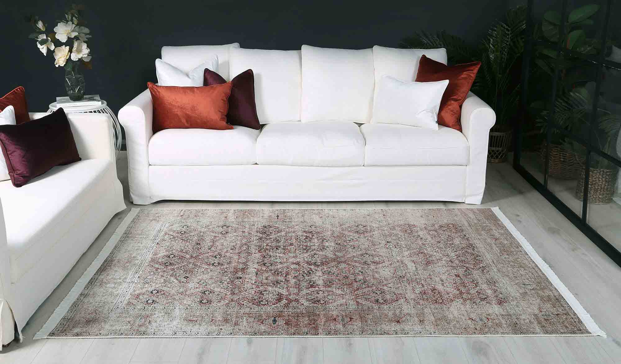 Crowne Waterproof Washed Border Rug