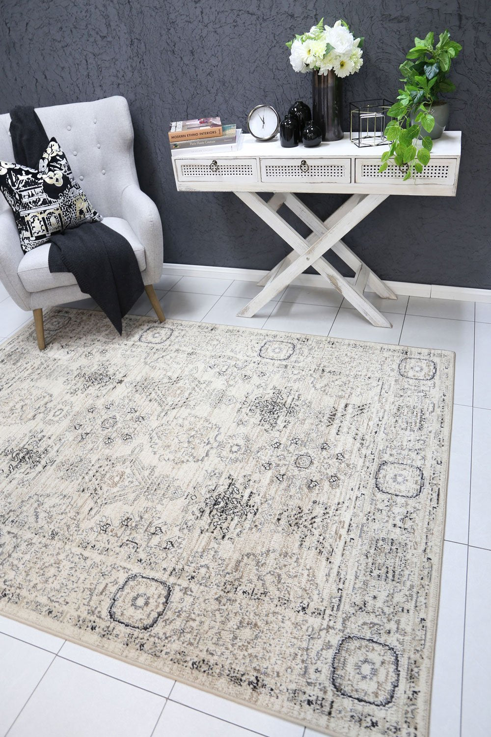 Arya Cream Grey Contemporary Rug