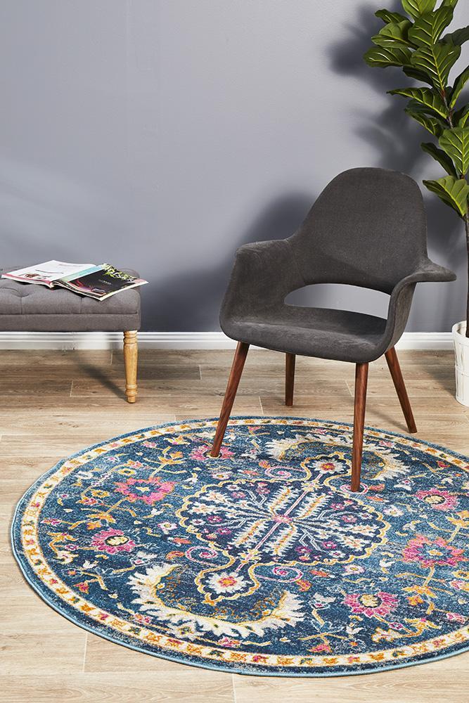 Babylon 209 Navy  Round Rug