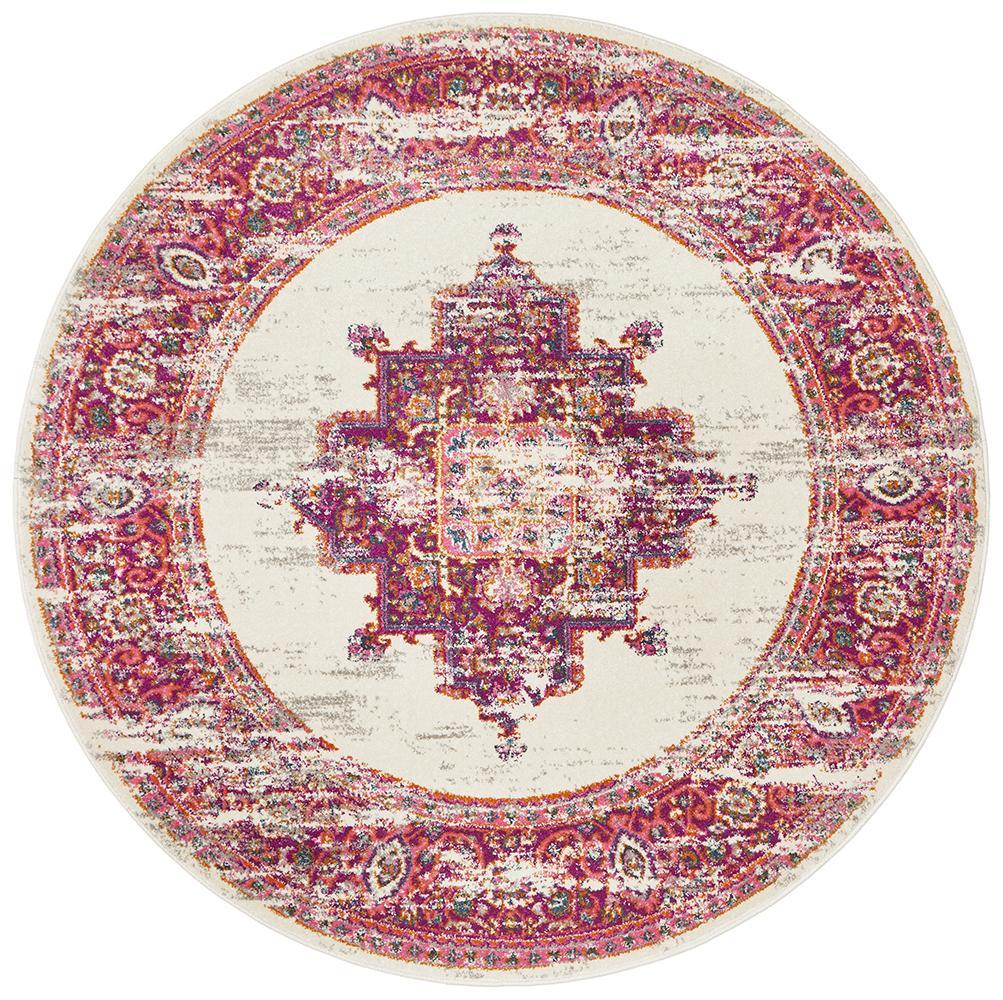 Babylon 211 Pink  Round Rug