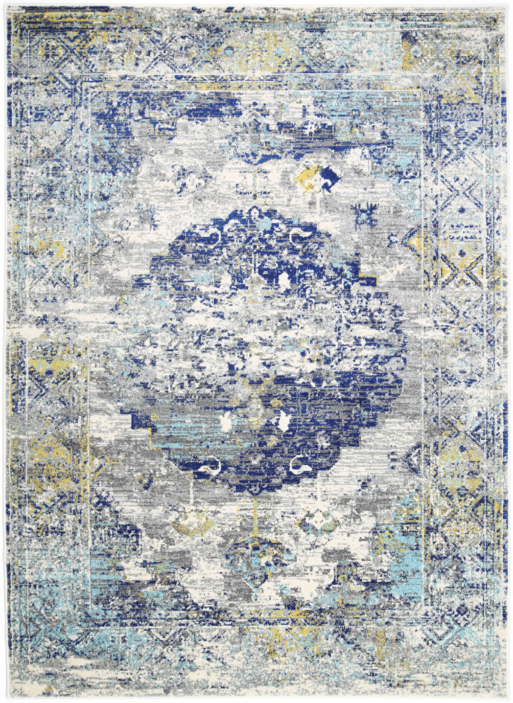 Delicate Blue Green Distressed Rug