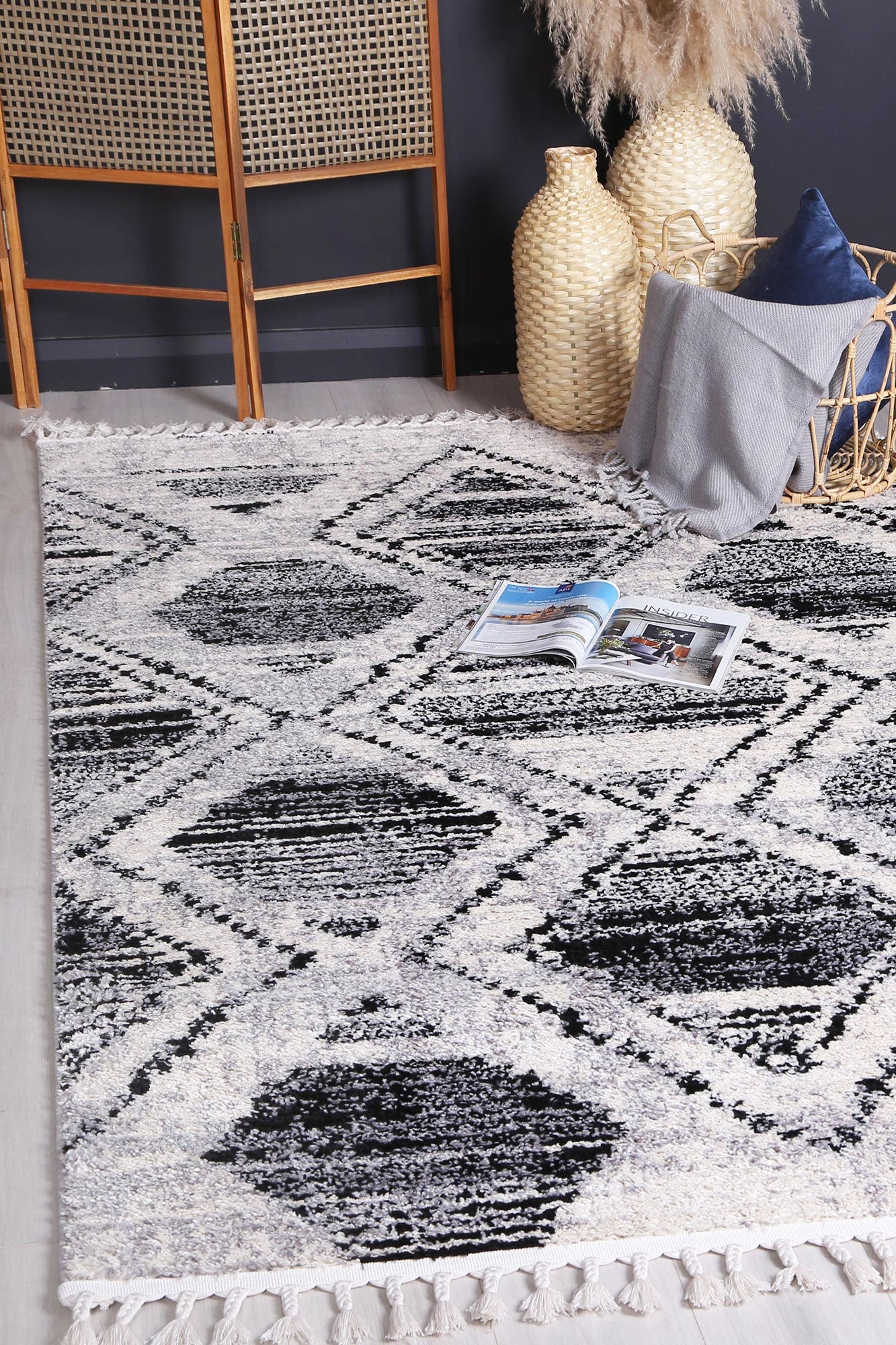 Myk Black White Diamond Rug