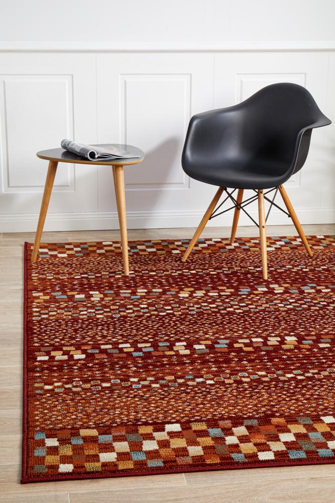 Oxford Mayfair Squares Rust Rug