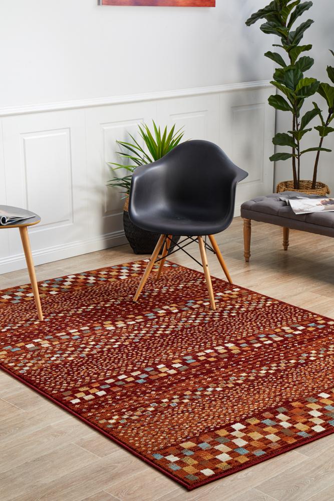 Oxford Mayfair Squares Rust Rug