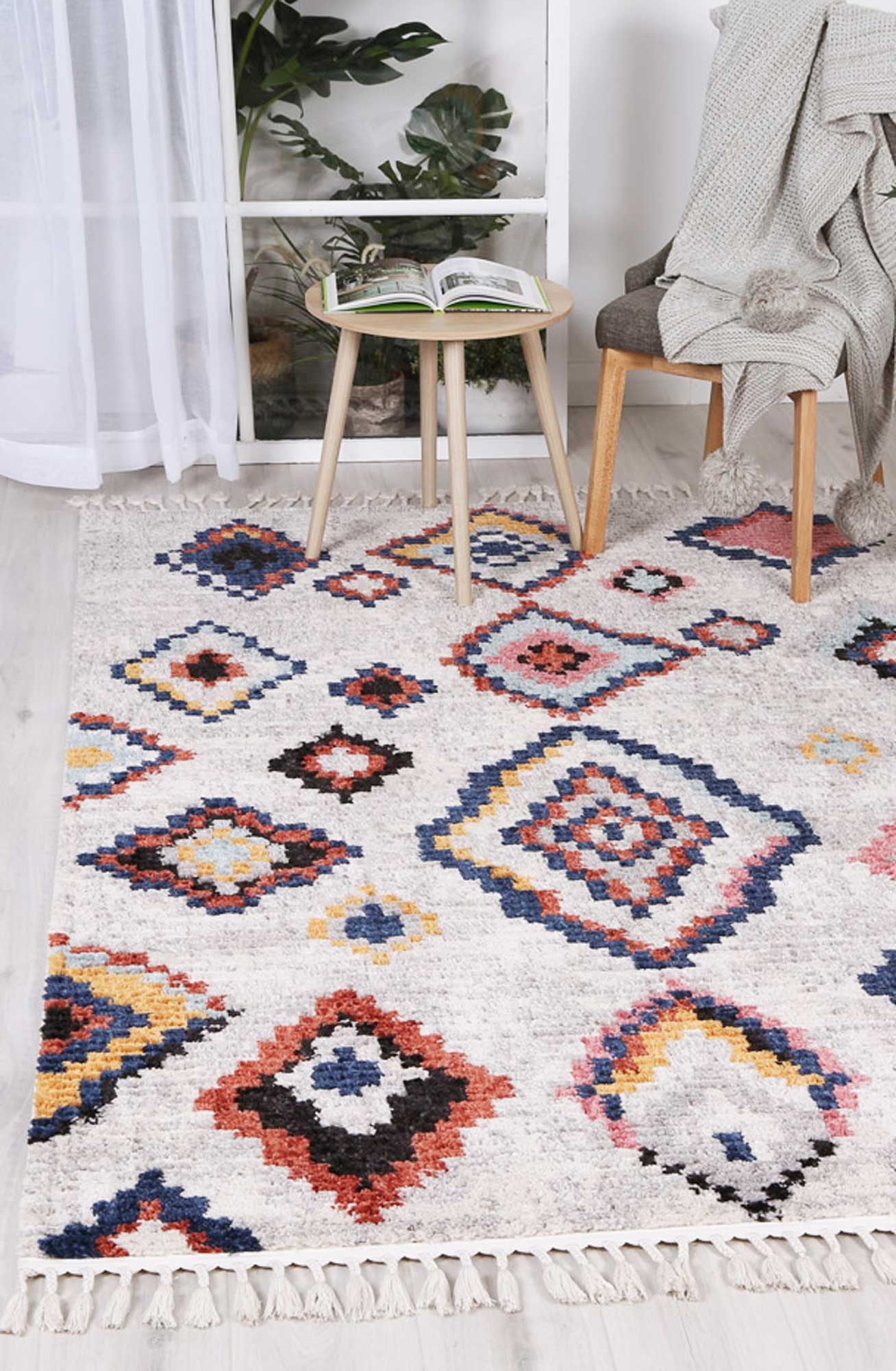 Boho Moroccan Agadir White Rug